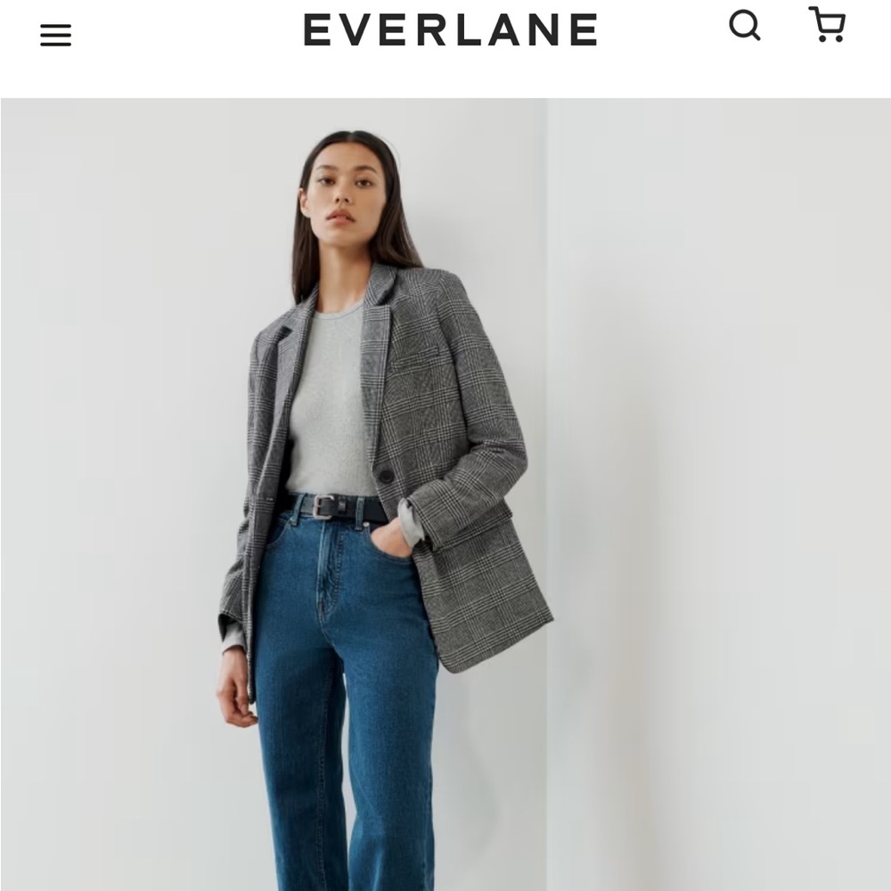 Everlane The Italian Wool Oversized Blazer in Glen Plaid